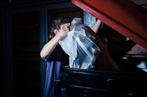 Professionals assessing items for garage clearance